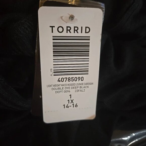 Torrid Light Weight Hacci Hooded Lounge black Cardigan - Picture 9 of 10